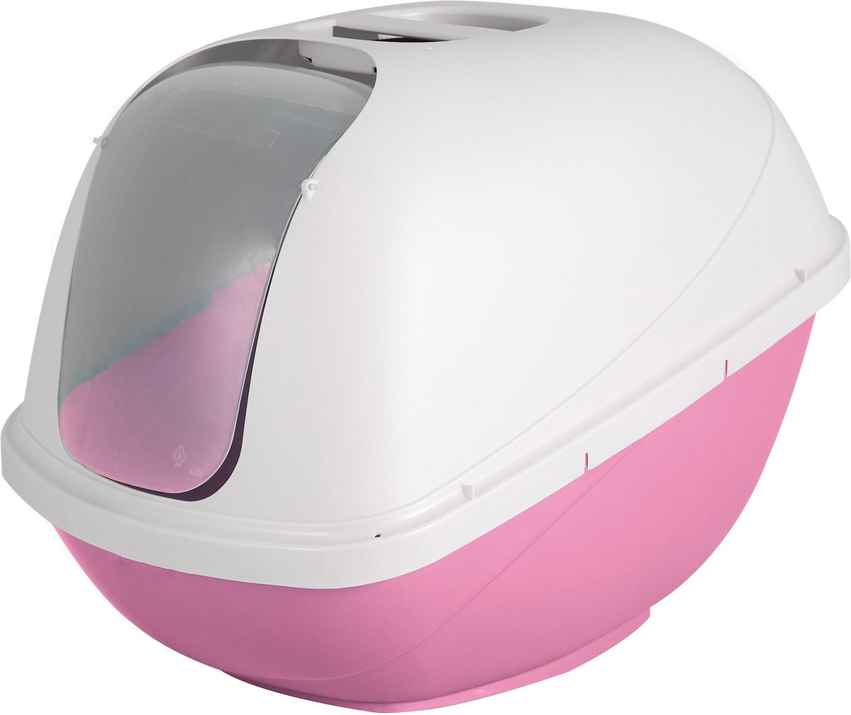 Petmate Basic Hooded Cat Litter Pan. Large. Pink and White