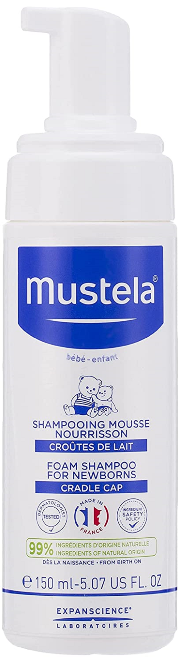 Mustela Cradle Cap Foam Shampoo for Newborn - Baby Shampoo with Natural Avocado