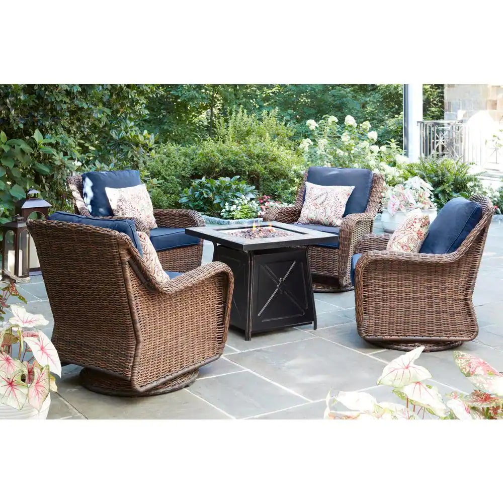 Hampton Bay Crossridge 50.000 BTU Antique Bronze Finish Gas Fire Pit