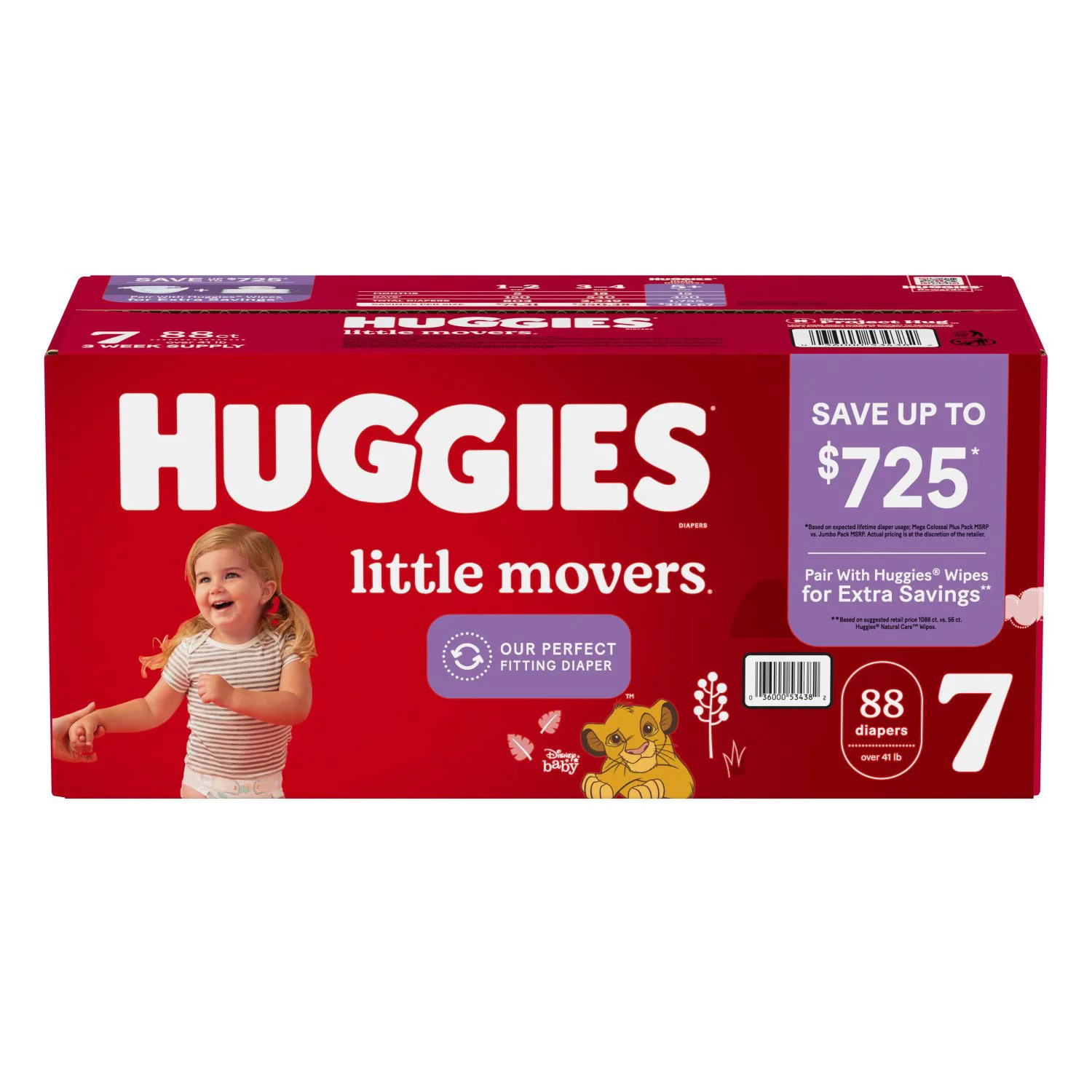 Baby Diapers Size 7. 88 Ct. Huggies Little Movers