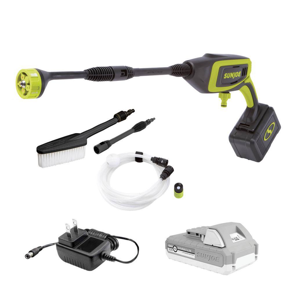 Sun Joe 24V-PP350-LTE 24-Volt 350 PSI Max 0.6 GPM Cold Water Electric Power Cleaner Kit with 2.0 Ah Battery Plus Charger