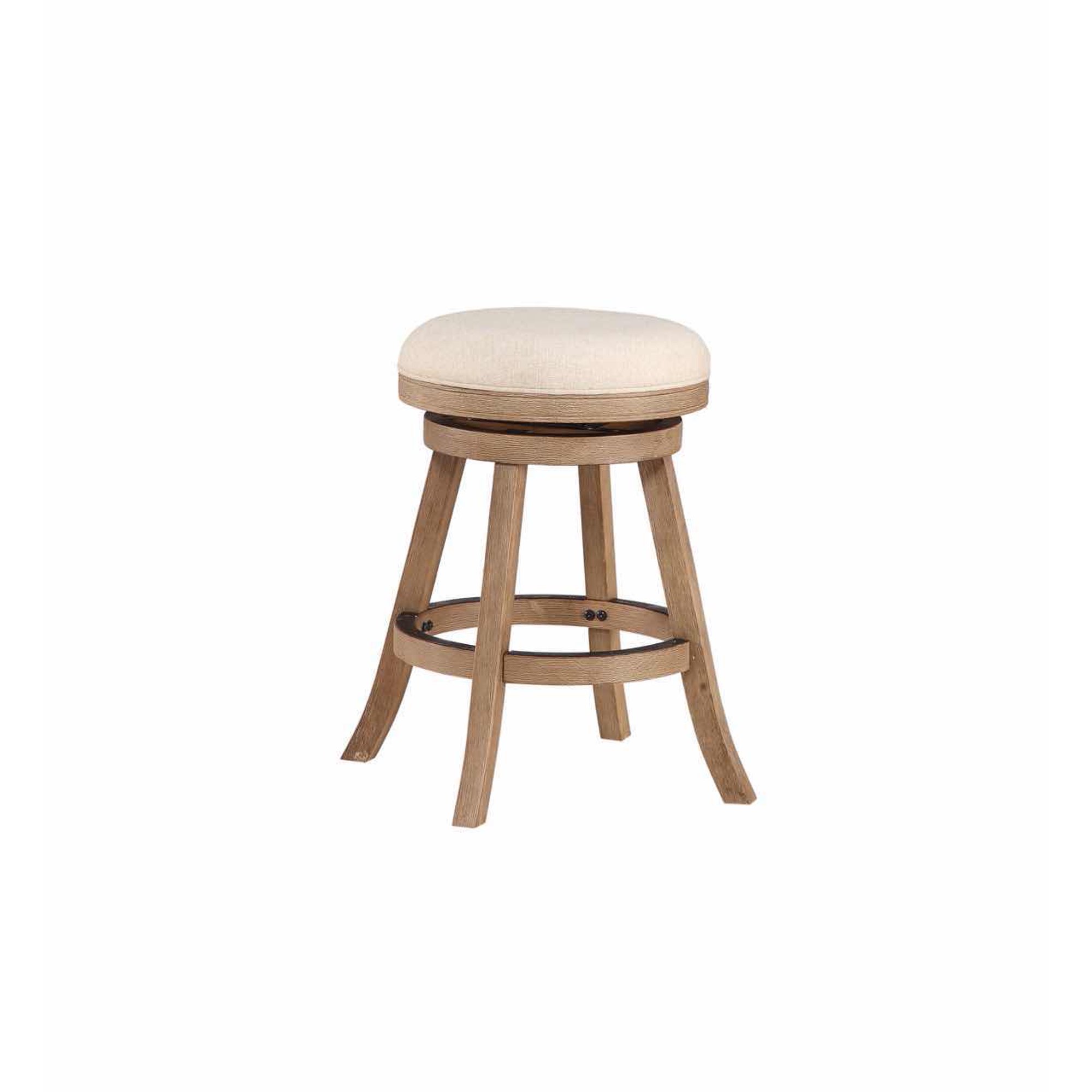Boraam Fenton 24″ Backless Swivel Counter Stool. Driftwood Wire-Brush & Ivory