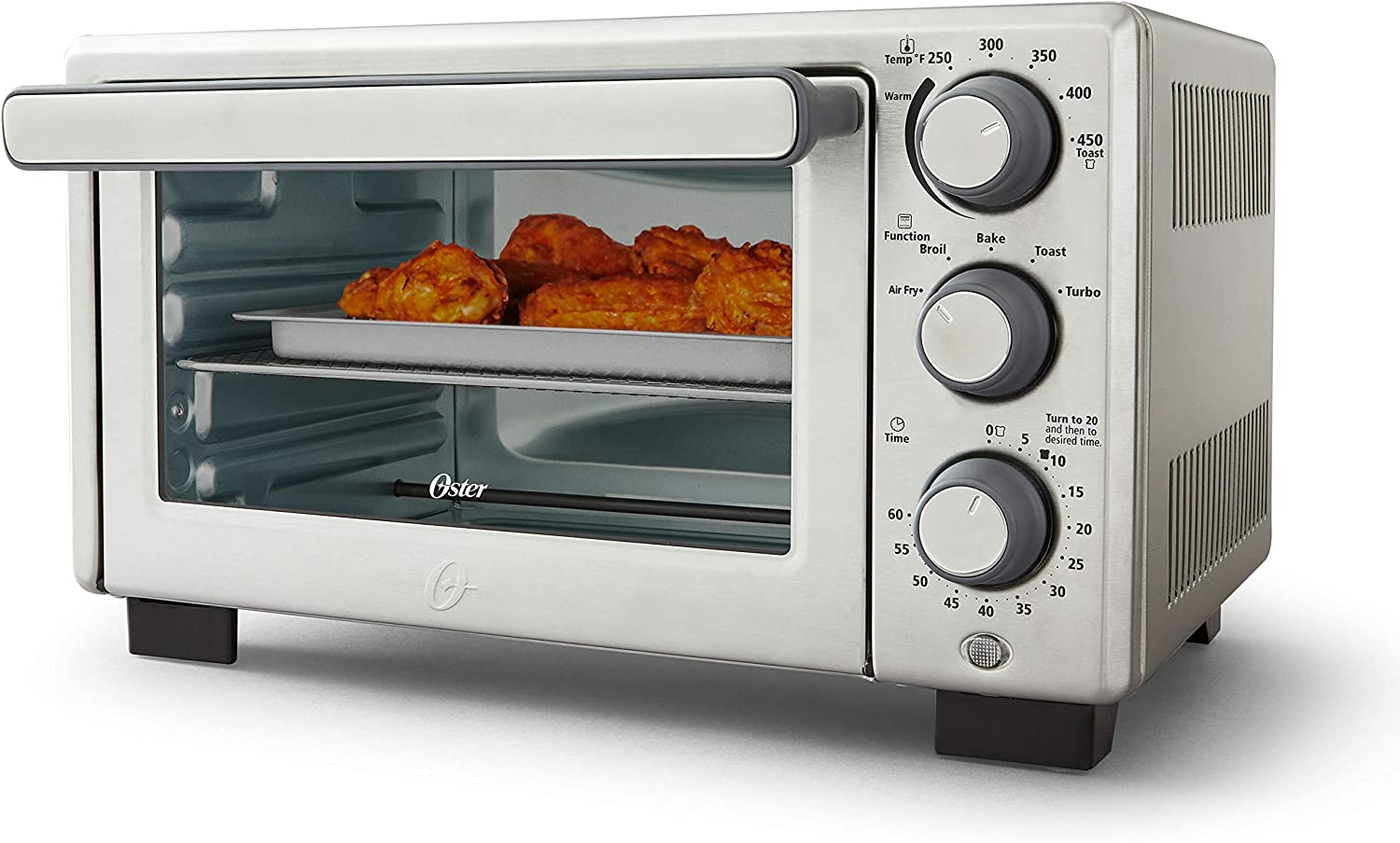 Oster Compact Countertop Oven With Air Fryer. Stainless Steel
