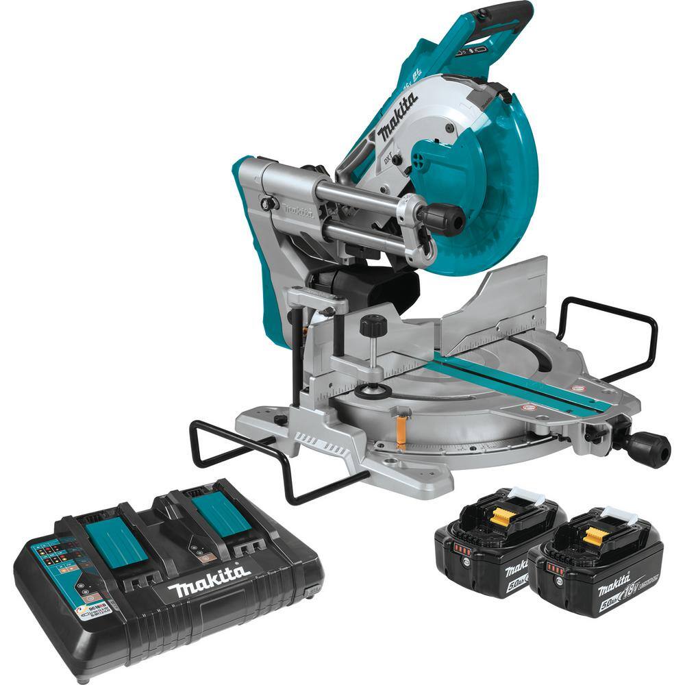 Makita  18V 5.0Ah X2 LXT Lithium-Ion (36V) Brushless Cordless 10 in. Dual-Bevel Sliding Compound Miter Saw with Laser Kit