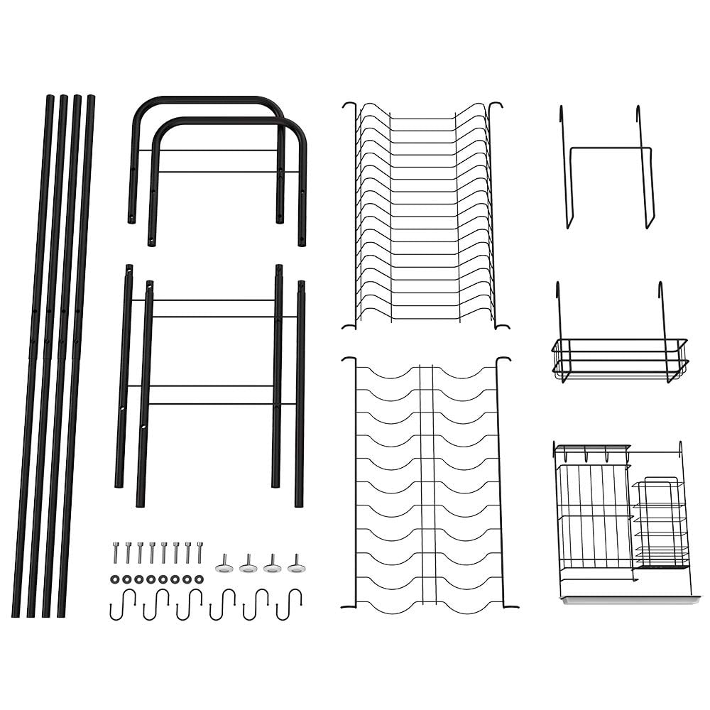 Nex Adjustable 35-37 x 9.8 x 24.5 Dish Rack. Black Stainless Steel