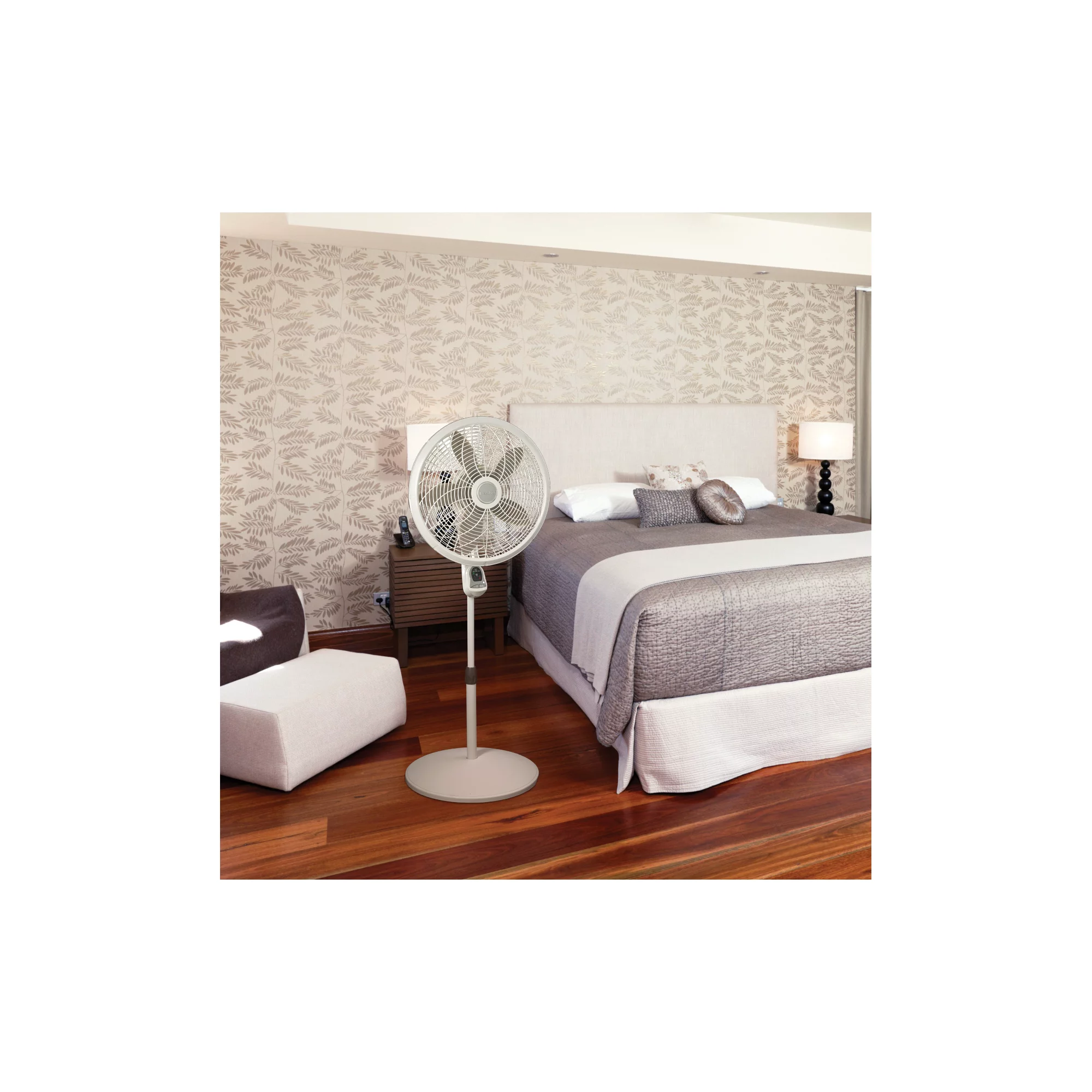 Lasko 18″ 3-Speed Elegance & Performance Pedestal Fan with Remote. 1850. White