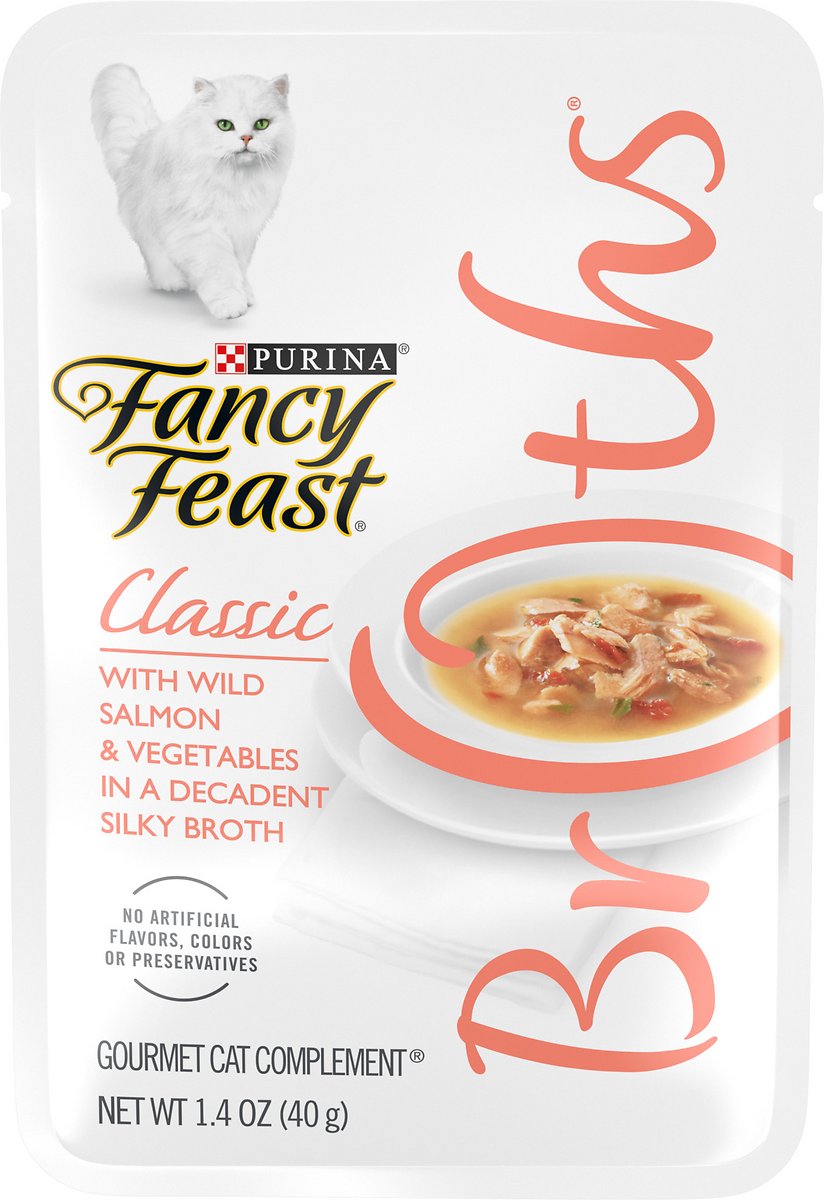 Fancy Feast Classic Broths with Wild Salmon & Vegetables Cat Food. 1.4 Oz. Case of 16