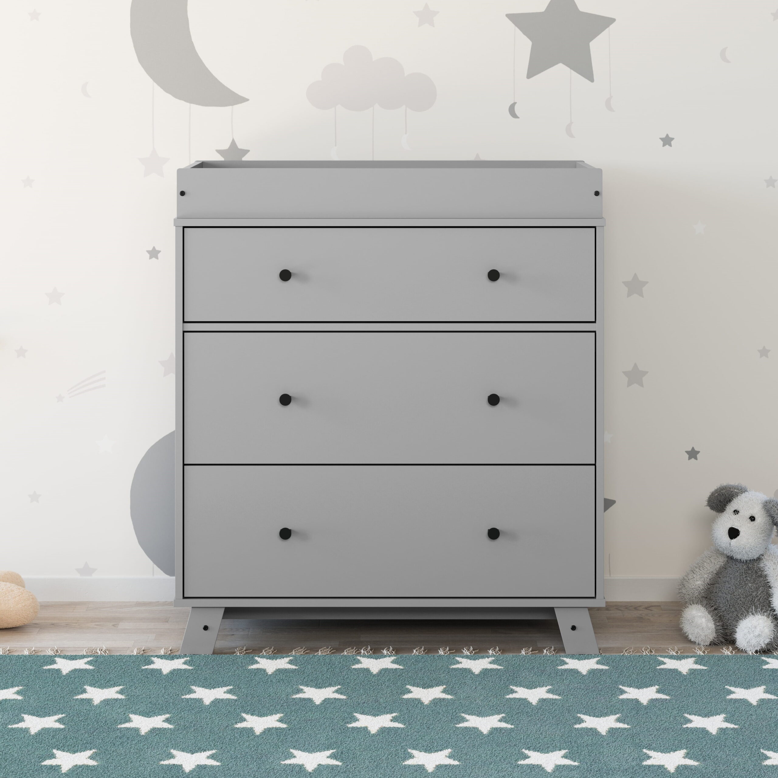Storkcraft Beckham 3 Drawer Modern Changing Dresser Pebble Gray
