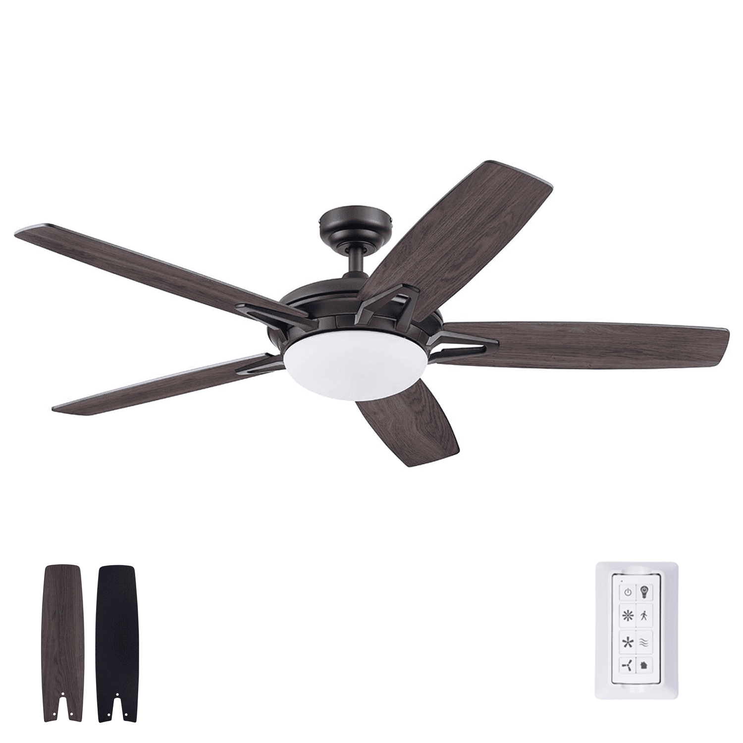 Prominence Home Clancy 52″ Matte Black Ceiling Fan with 5 Blades. Integrated LED Light Kit. Remote & Reverse Airflow