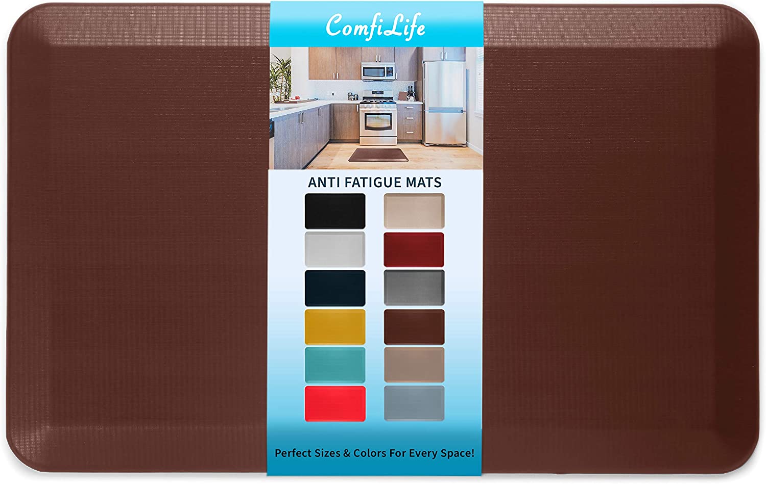 ComfiLife Anti Fatigue Floor Mat – 3/4 Inch Thick Perfect Kitchen Mat. Standing Desk Mat – Comfort at Home. Office. Garage – Durable – Stain Resistant – Non-Slip Bottom (20″ x 32″. Brown)