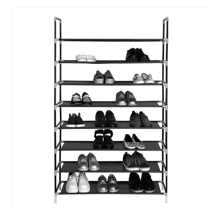 DISCOUNTTODAY 100cm Ultra Large Capacity 8 Layers Non-woven Fabrics & Steel Shoe Rack Black RT