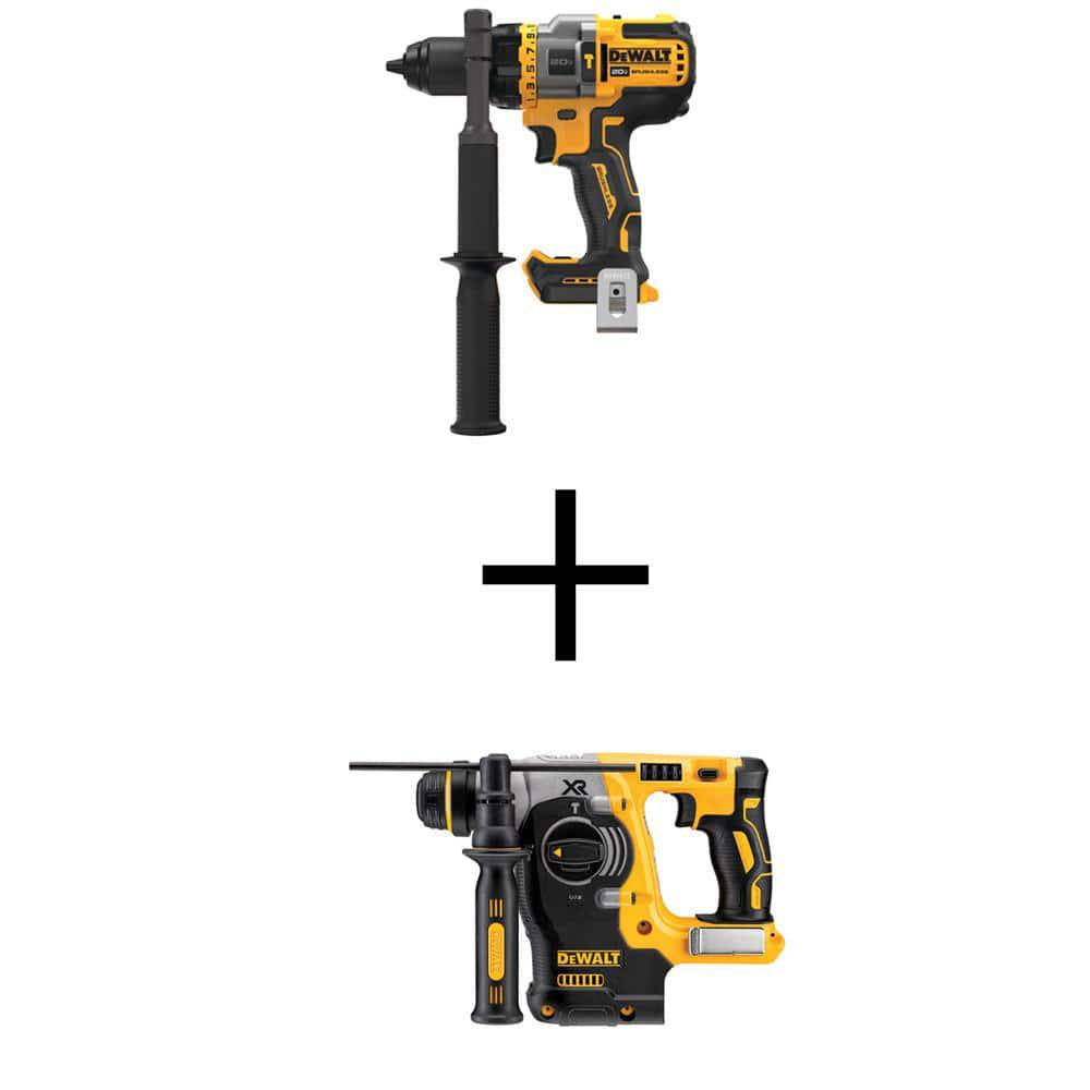 DEWALT DCD999BWDCH273B 20V MAX Brushless Cordless 1/2 in. Hammer Drill/Driver and Brushless 1 in. SDS Plus L-Shape Rotary Hammer (Tools-Only)