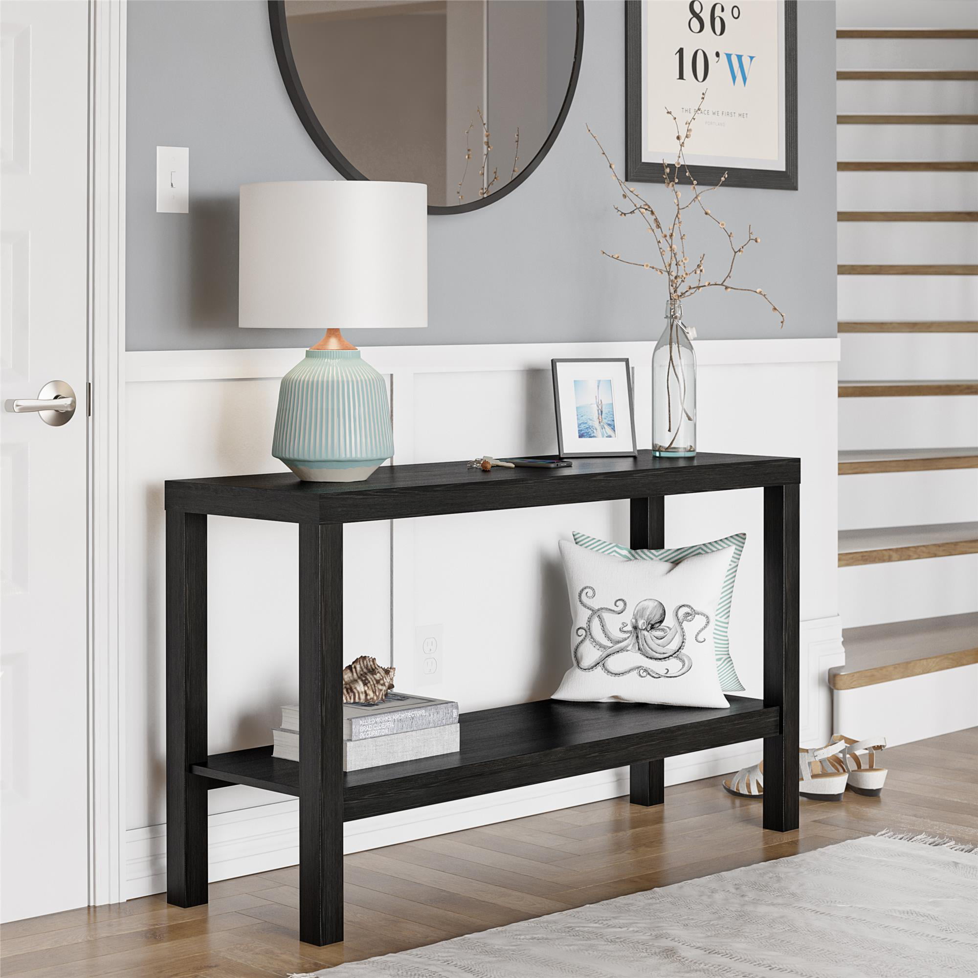 Mainstays Parsons Console Table. Multiple Colors Available - Black Oak