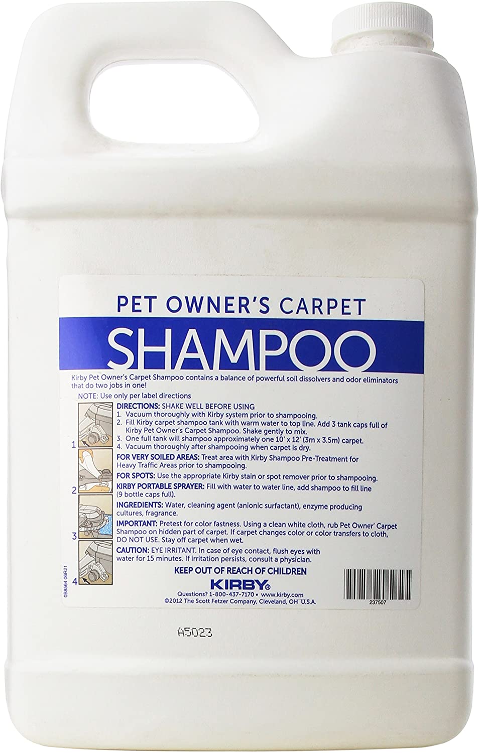 Kirby et Owners Foaming Carpet Shampoo. White. 128 Fl Oz