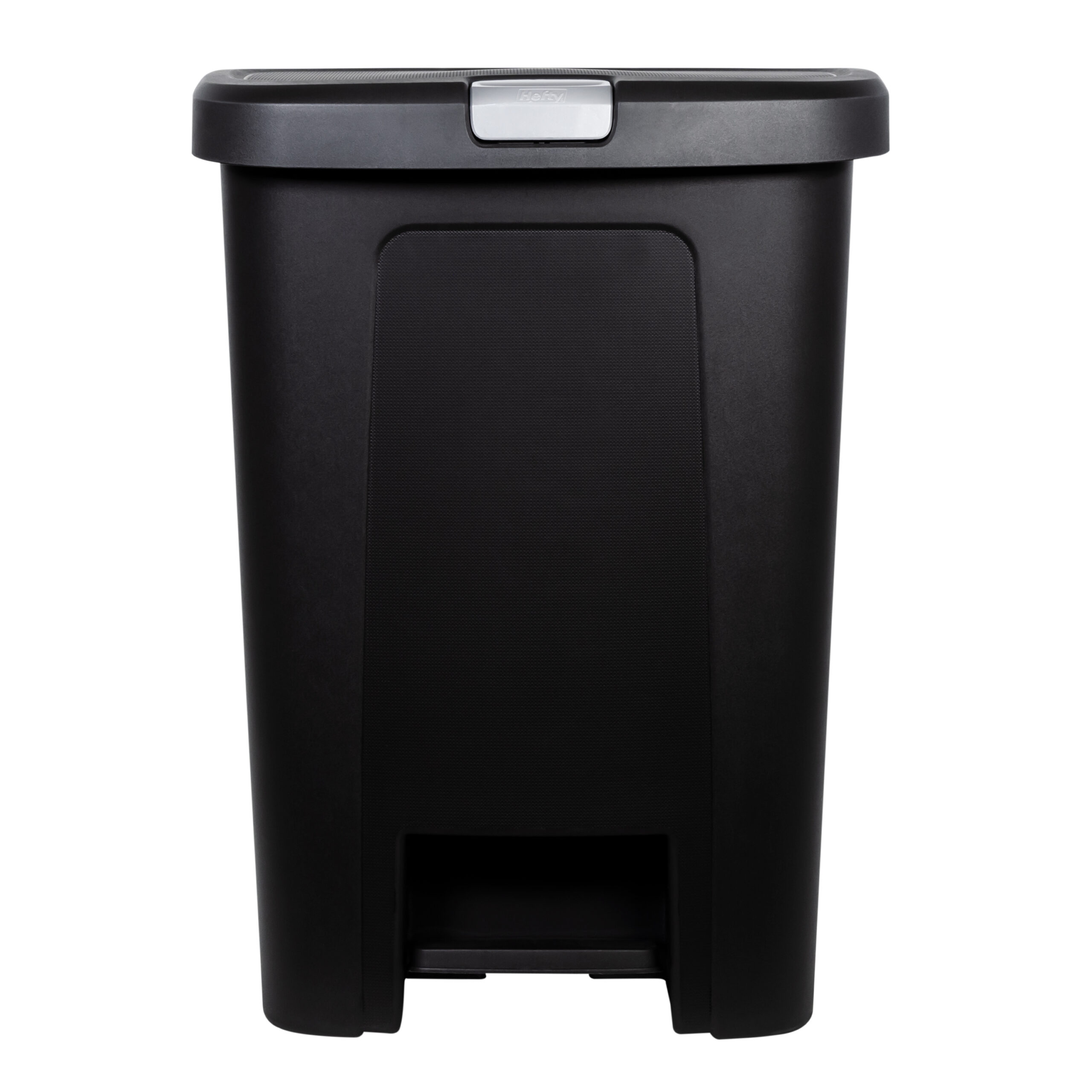 Hefty 10 gal Step On Lid Lock Plastic Kitchen Trash Can. Black