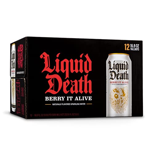 Liquid Death Sparkling Water. Berry It Alive 16.9 oz. Tallboys (12-Pack)