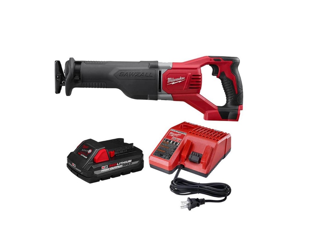 Milwaukee Reciprocating Saw 2621-20-48-59-1835 M18 18V Lithium-Ion Cordless SAWZALL W/ 3.0Ah Battery and Charger