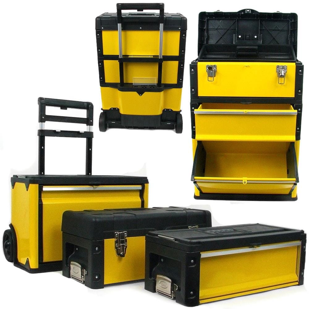 Fleming Supply 20.5-in 3-Drawer Yellow Plastic Wheels Tool Box