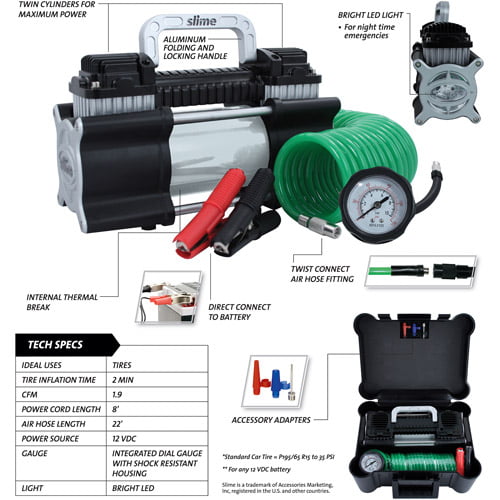 Heavy Duty 2X Pro Power Tire Inflator/Compressor - 40026