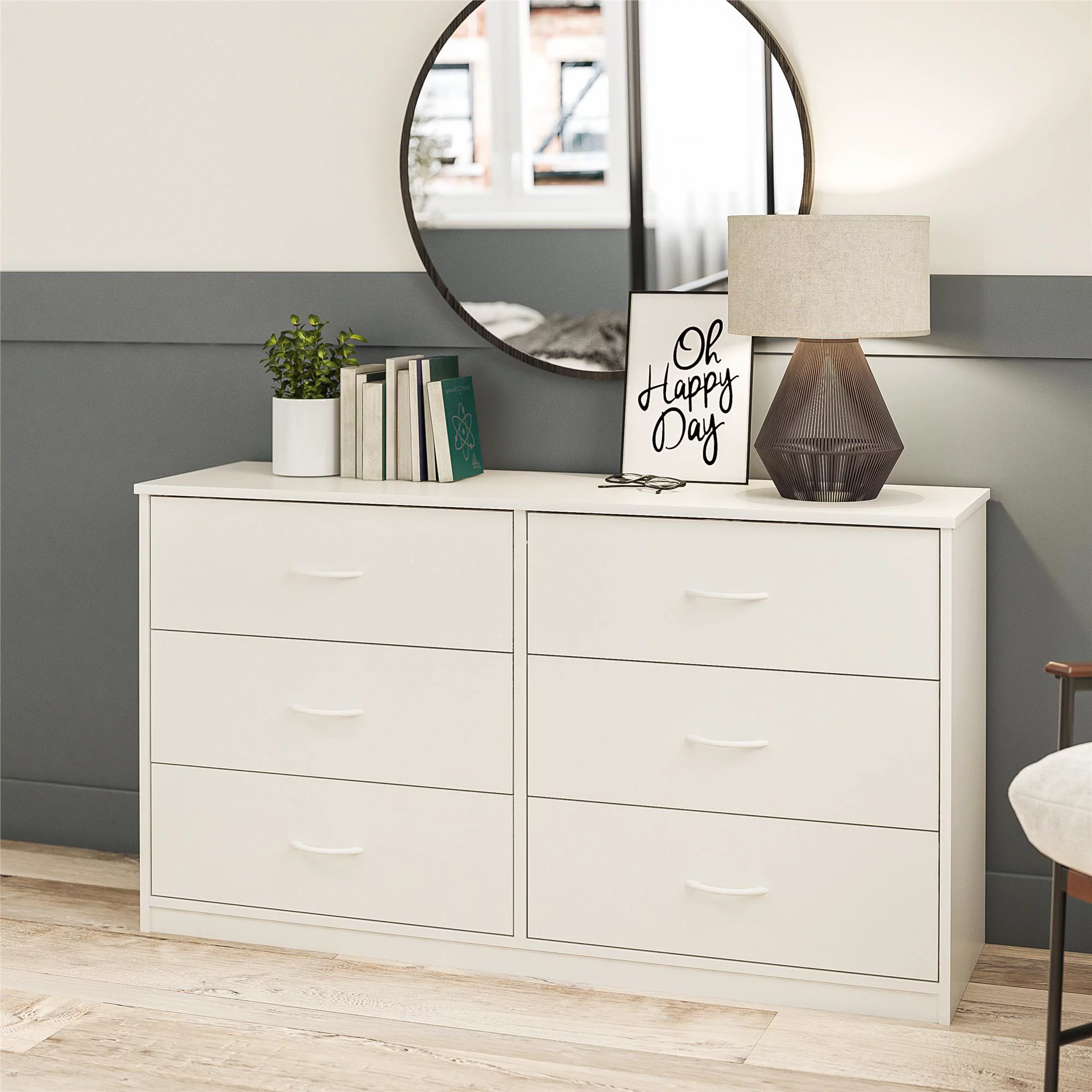 Mainstays Classic 6 Drawer Dresser. White