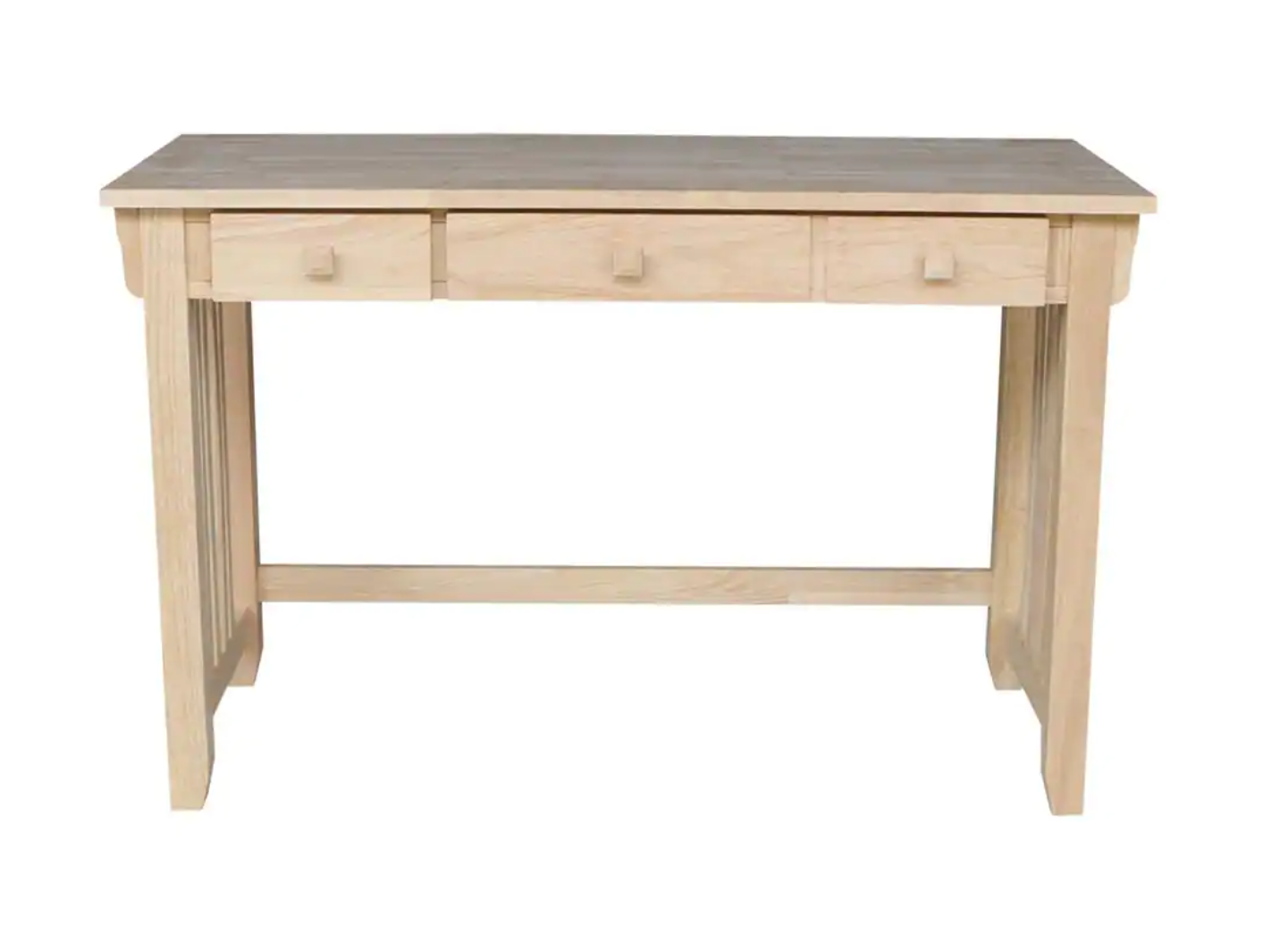 48 in. Rectangular Unfinished 2 Drawer Writing Desk with Solid Wood Material