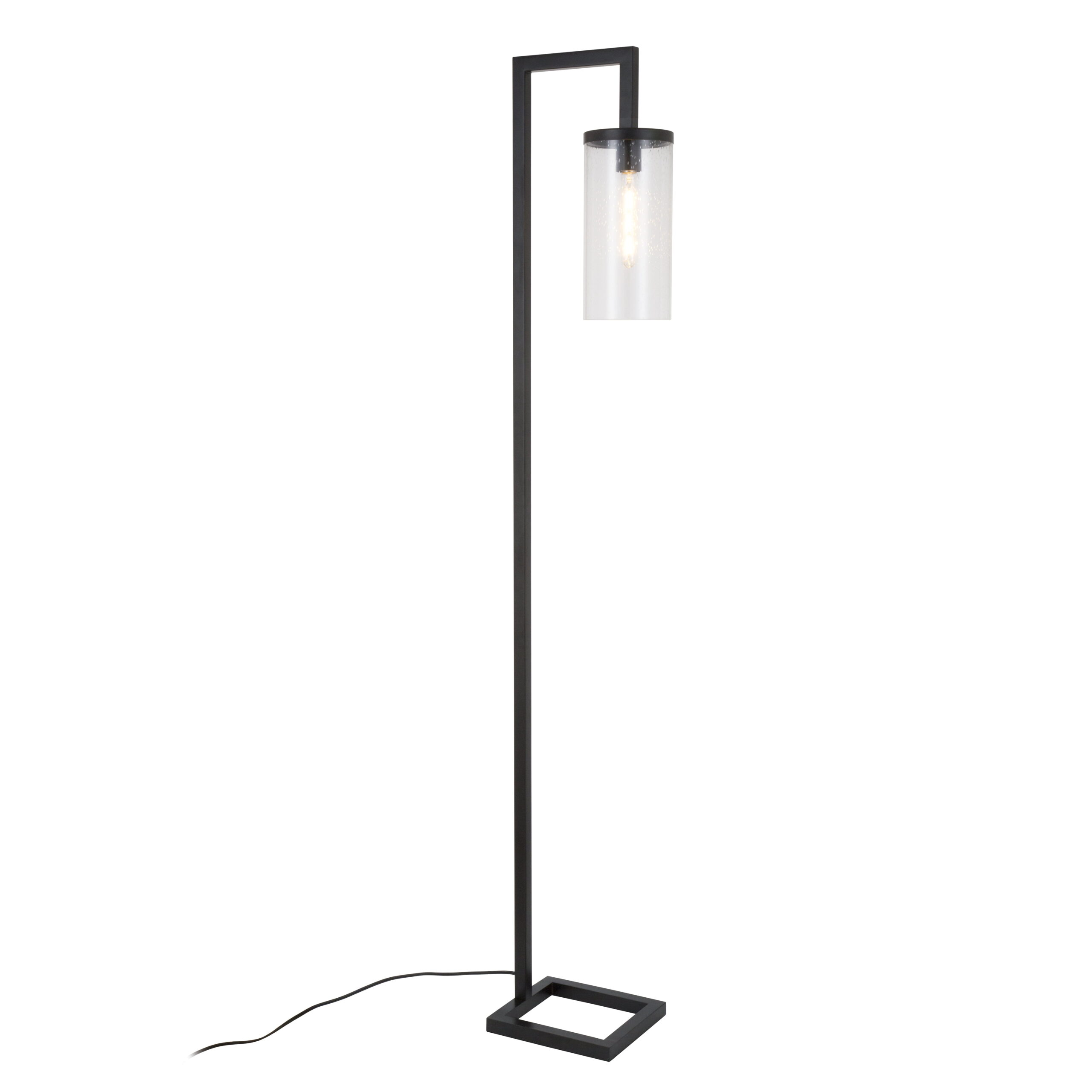 Evelyn&Zoe Modern Metal Floor Lamp with Seeded Glass Shade