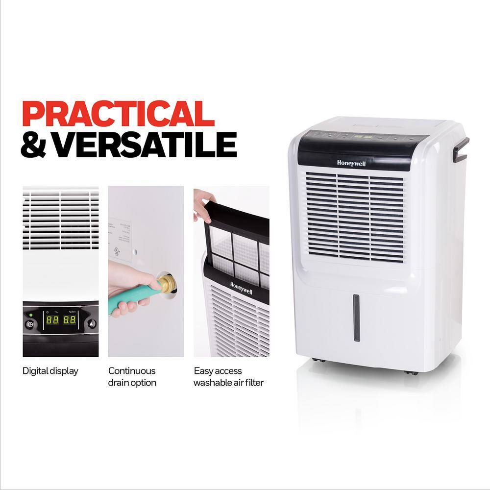Honeywell DH70WKN 50 Pint Energy Star Dehumidifier with Anti-Spill Design. Fan and 5 Year Warranty
