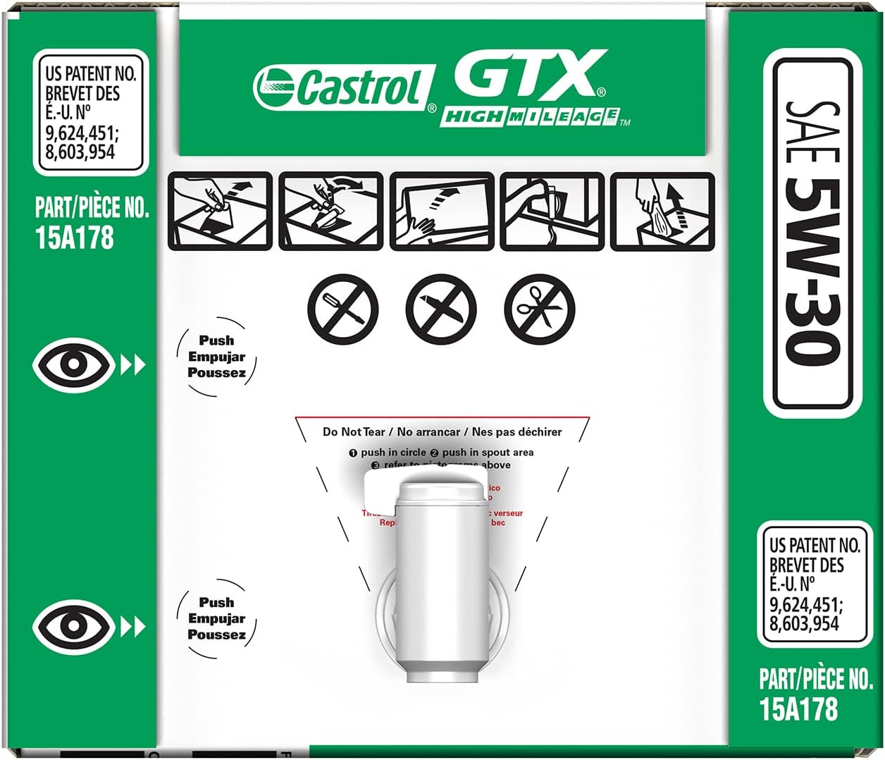 Castrol GTX High Mileage 5W-30 Synthetic Blend Motor Oil. 6 Gallon Enviro-Pack