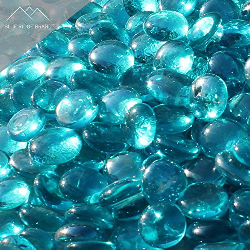 Aqua Blue Reflective Fire Glass Beads 3/4″ - Reflective Fire Pit Glass Rocks - Blue Ridge Brand™ Reflective Glass Beads for Fireplace and Landscaping