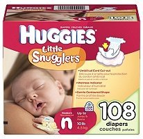 Huggies Little Snugglers Diapers. Newborn (Up to 10 lbs.). 108 ct