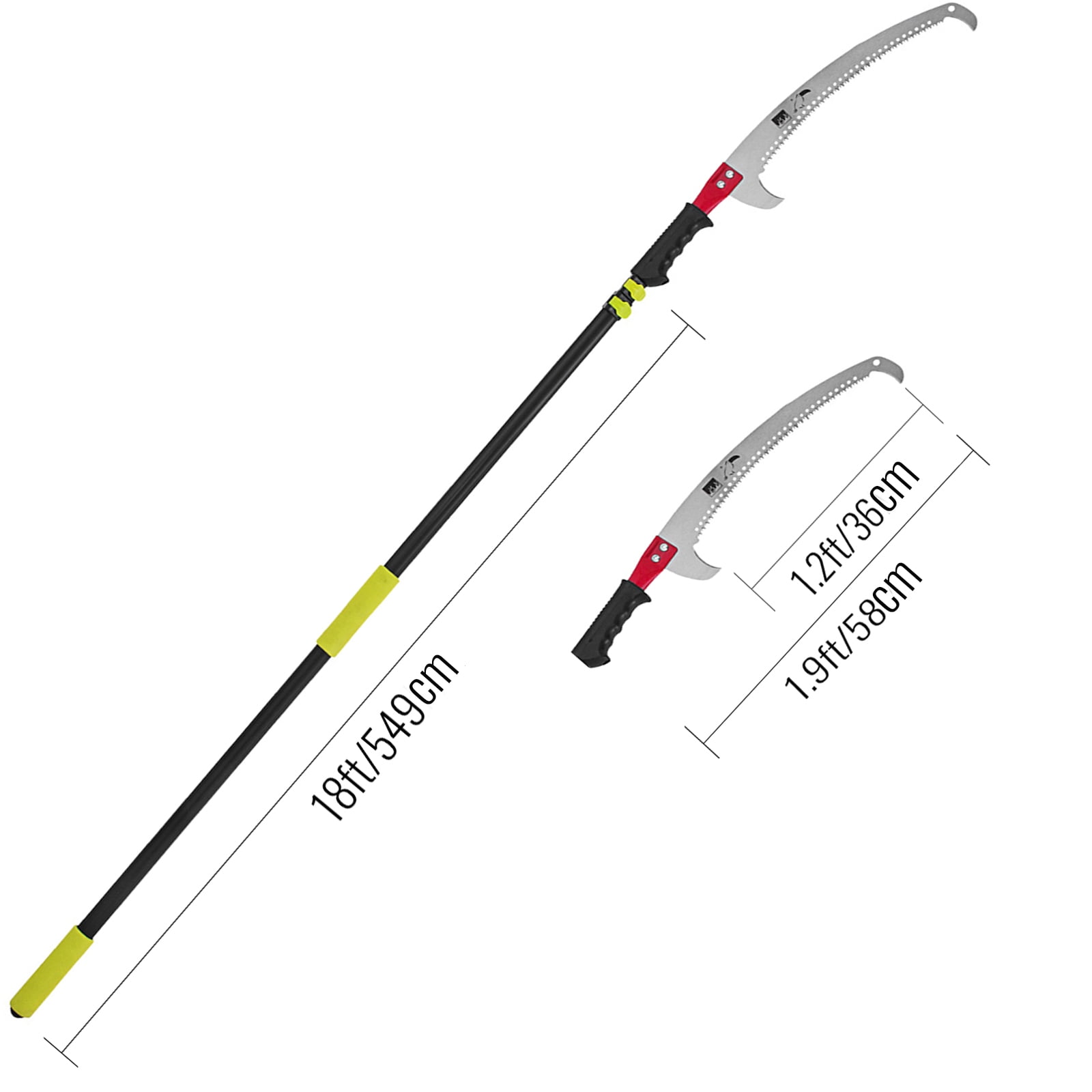 VEVOR Pole Saw 6-18 ft .Extendable Pruning Saw with 2-Foot Saw Blade for tree trimming