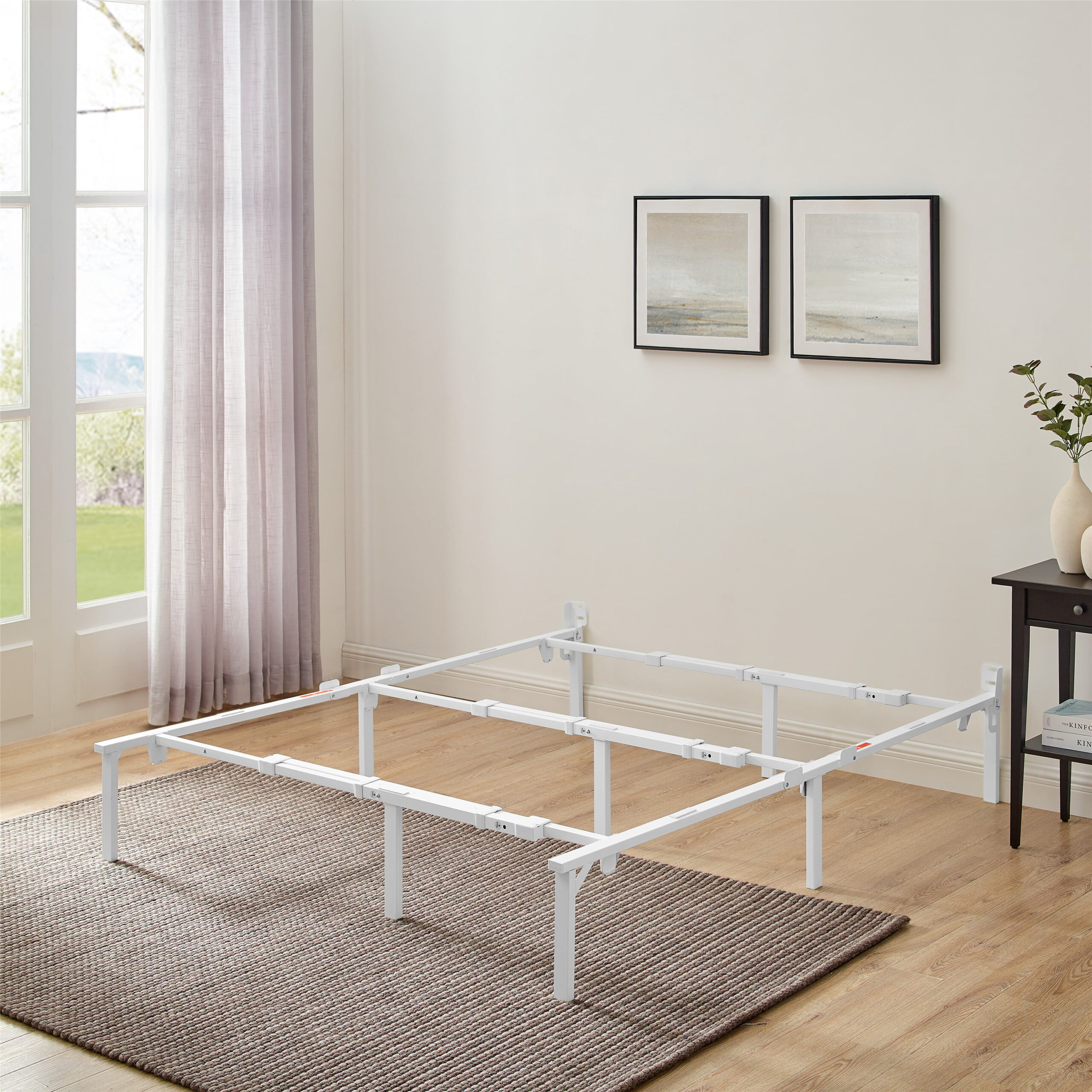 Mainstays 12″ Adjustable Metal Platform Bed Frame. White. Twin - King