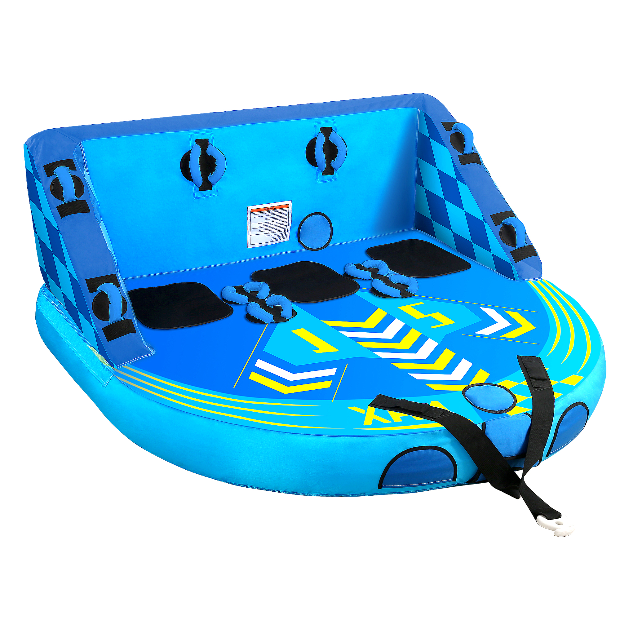 MaxKare Inflatable Towable Tube for Boating with Foam Seats & Multiple Handles. 1-3 Rider  - Blue