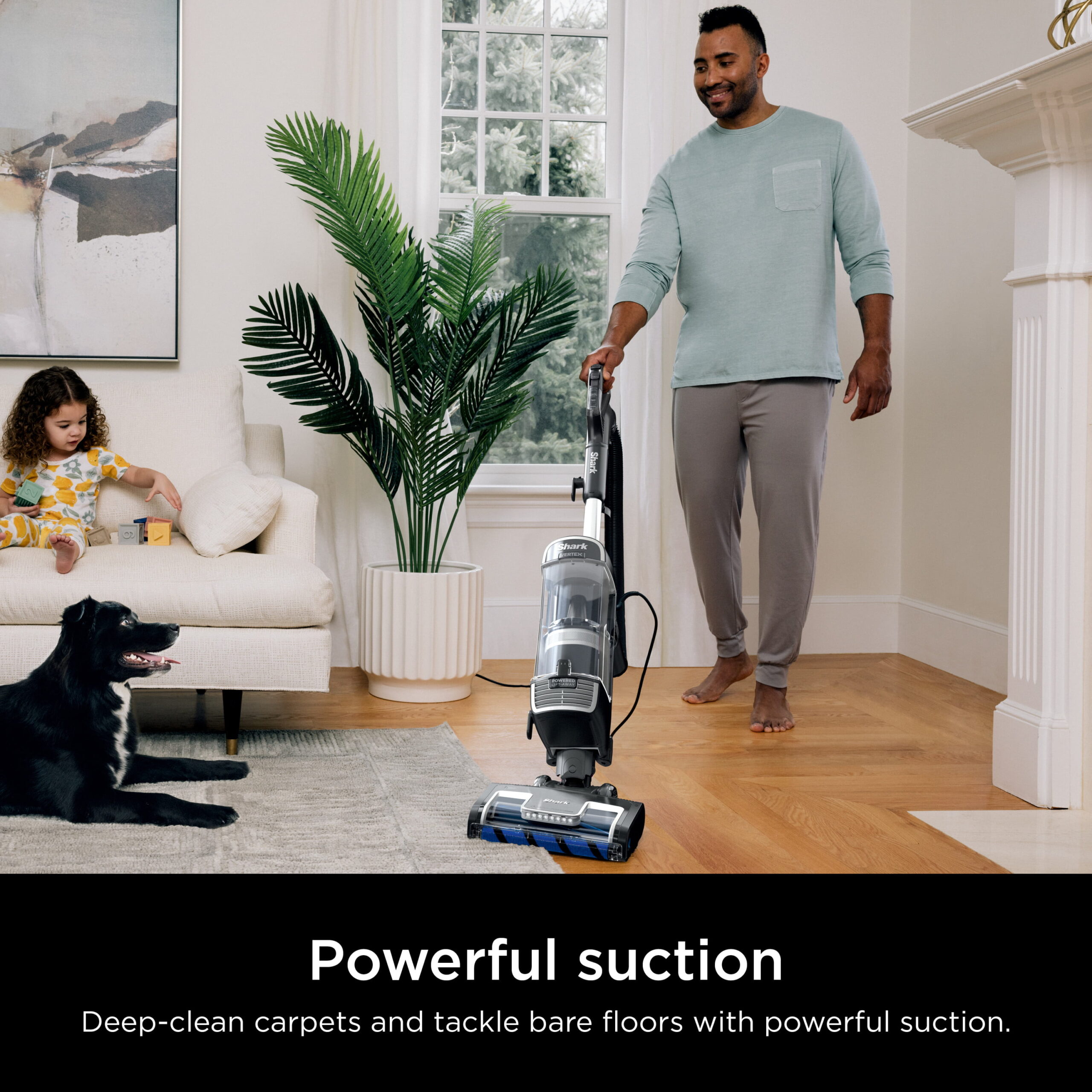The Shark® Vertex® Speed Upright Vacuum with DuoClean® PowerFins Powered Lift-away® and Self-Cleaning Brushroll. AZ1810