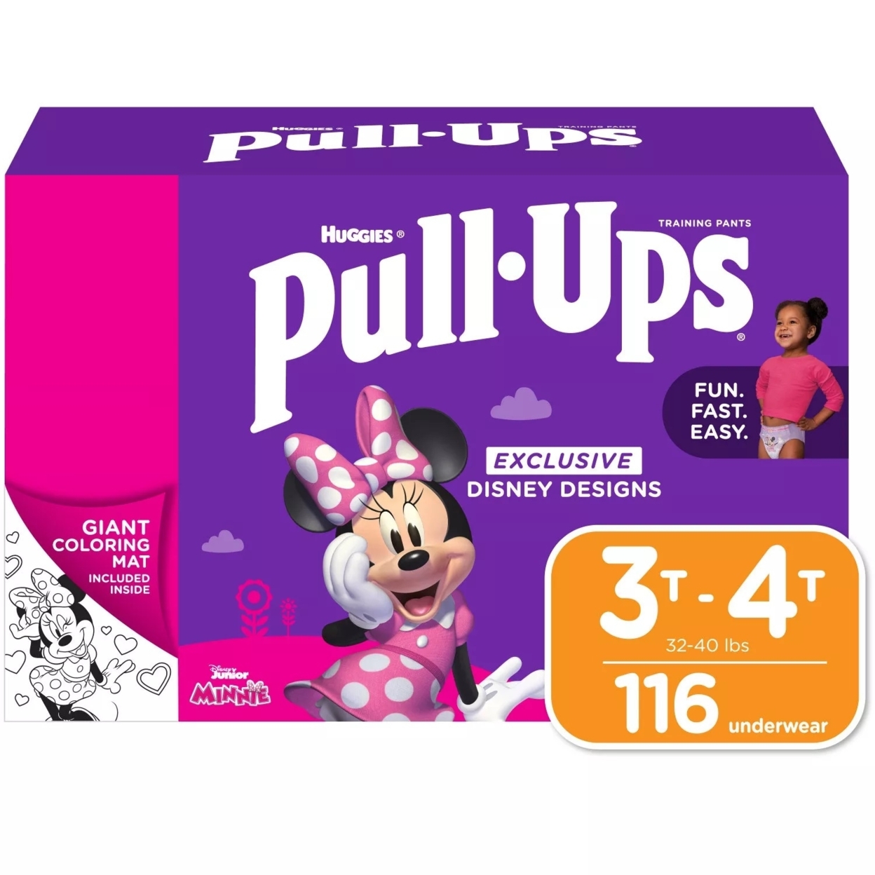 Huggies Pull-Ups Potty Training Pants for Girls. 3T-4T 32-40 Pounds (116 Count)