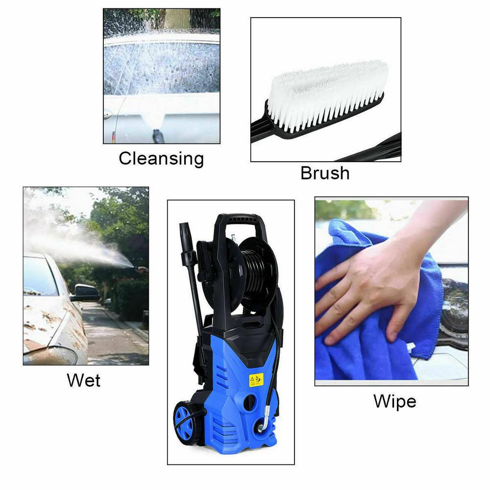 Costway  2030 PSI 1.7 GPM 1800-Watt Electric Pressure Washer Cleaner with Hose Reel in Blue