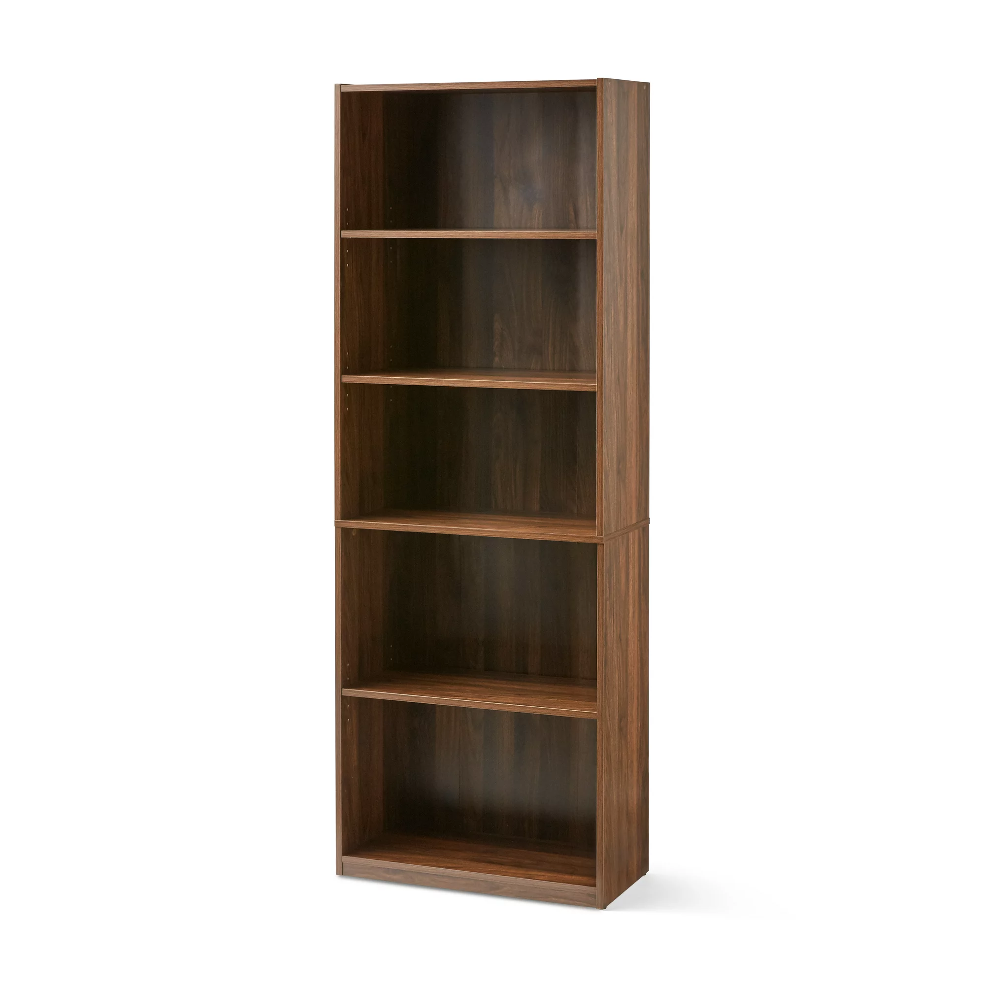 Mainstays 5-Shelf Bookcase with Adjustable Shelves. Canyon Walnut