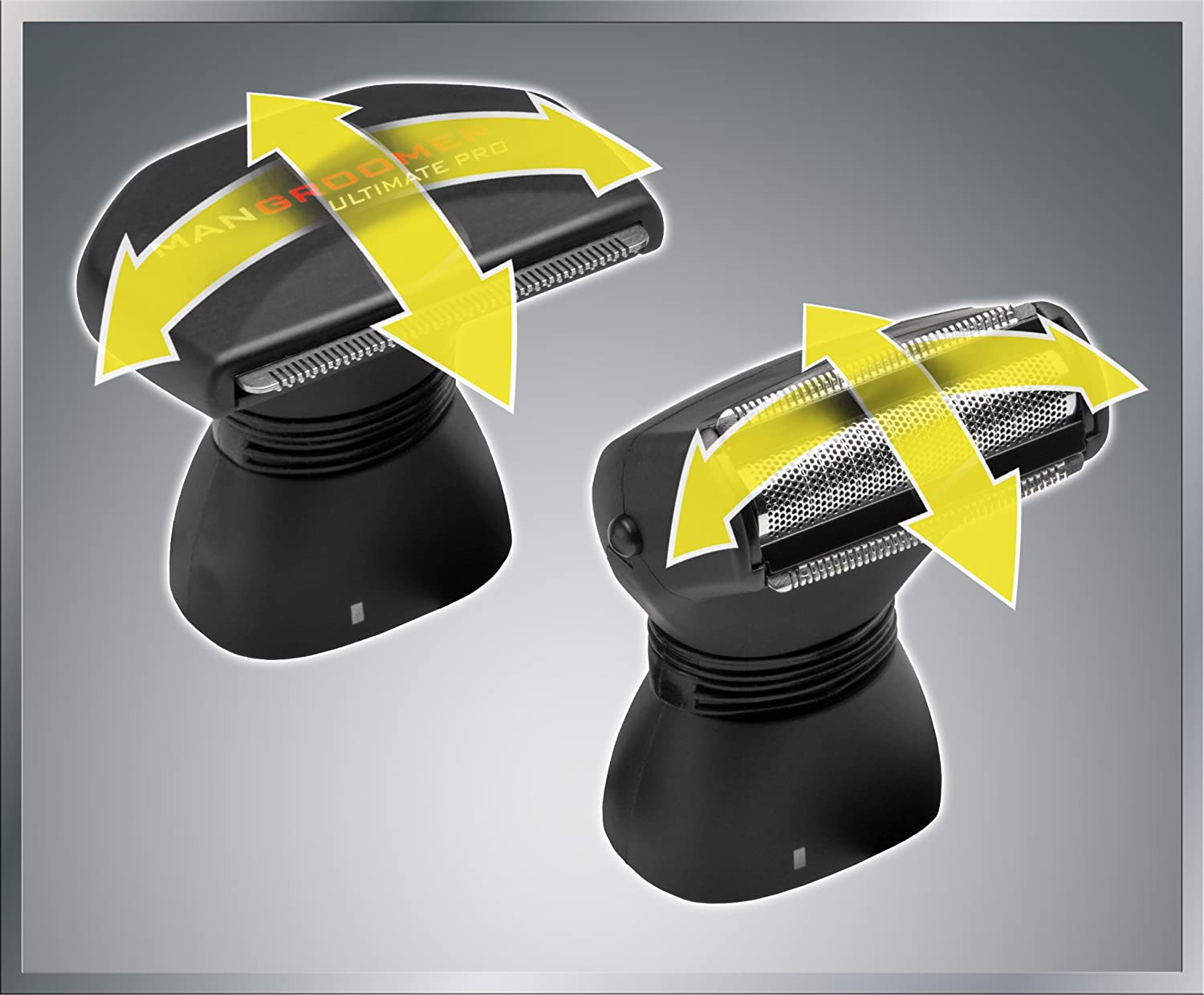 MANGROOMER - ULTIMATE PRO Back Shaver with 2 Shock Absorber Flex Heads. Power Hinge. Extreme Reach Handle and Power Burst