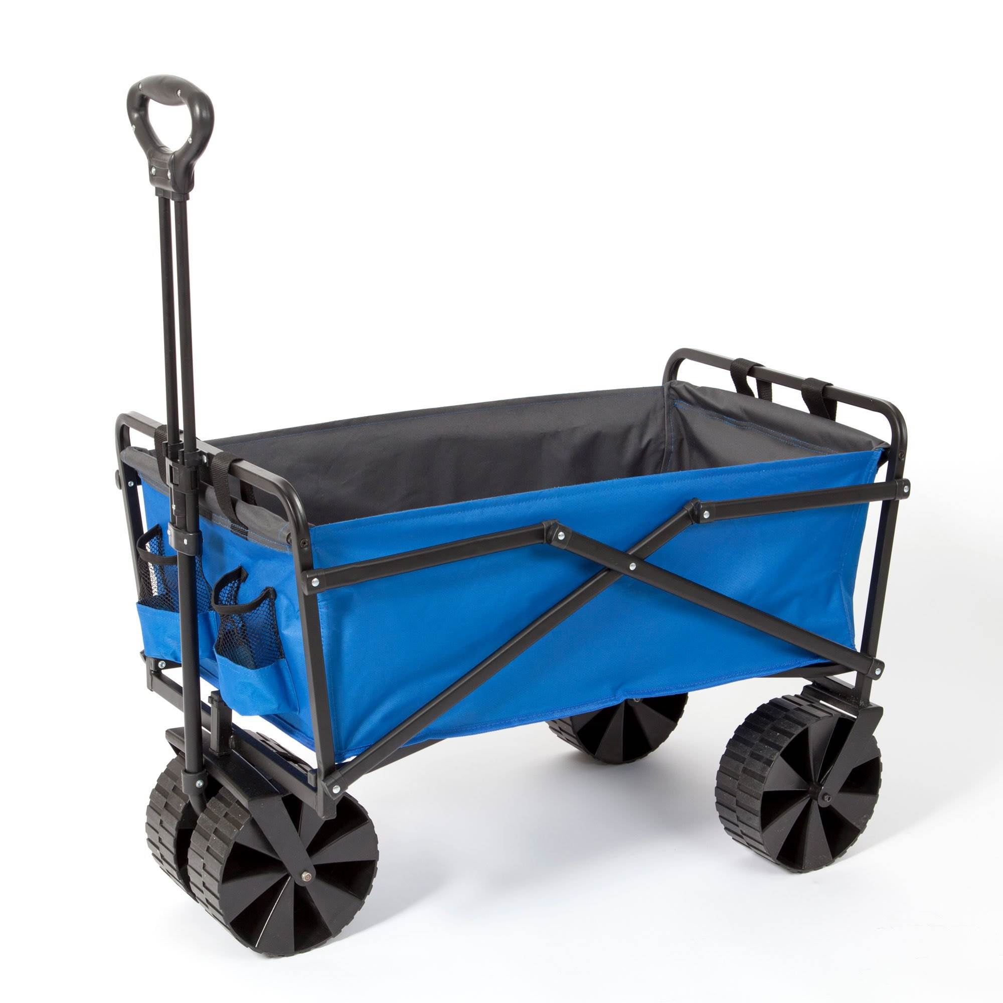 Seina 150lb Capacity Folding Steel Outdoor Utility Wagon Cart. Blue/Gray