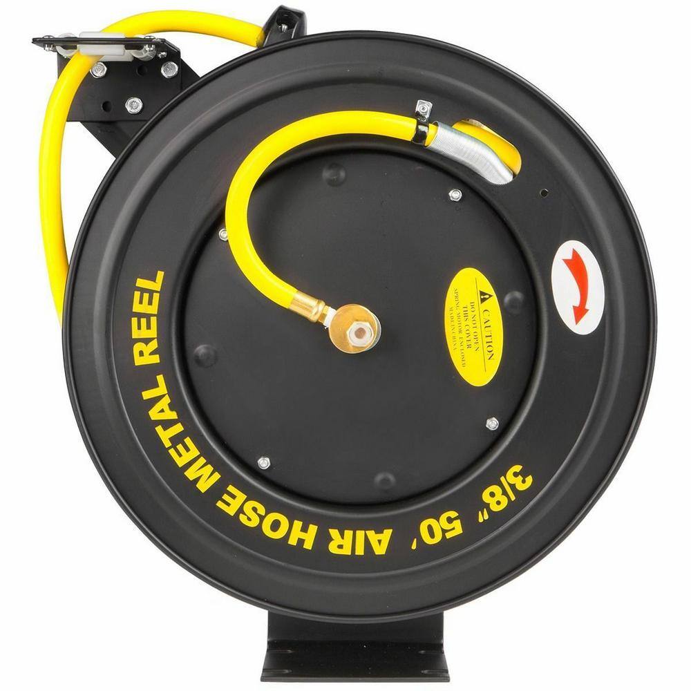 Stark 43550 50 ft. x 3/8 in. I.D Retractable All-Weather Rubber Air Hose Reel with Auto Rewind. 1/4 in. NPT