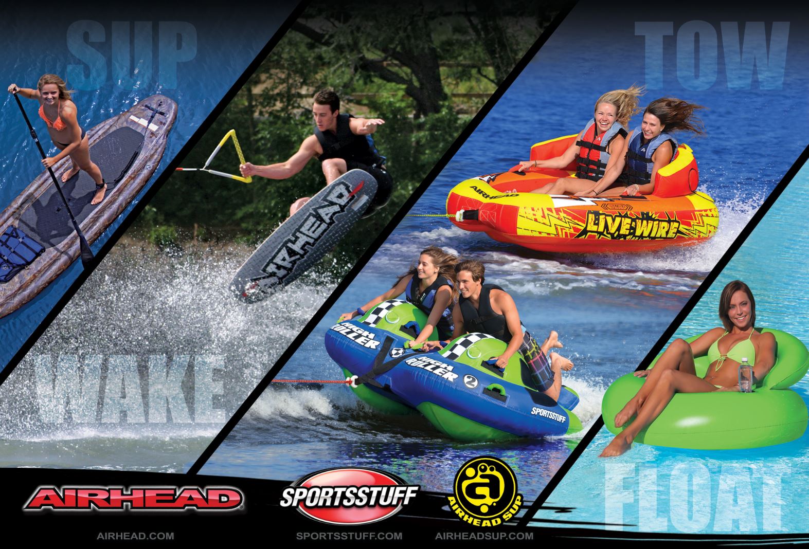 AIRHEAD HD-5 Jumbo Hot Dog 5 Person Rider Inflatable Towable Lake Boat Tube