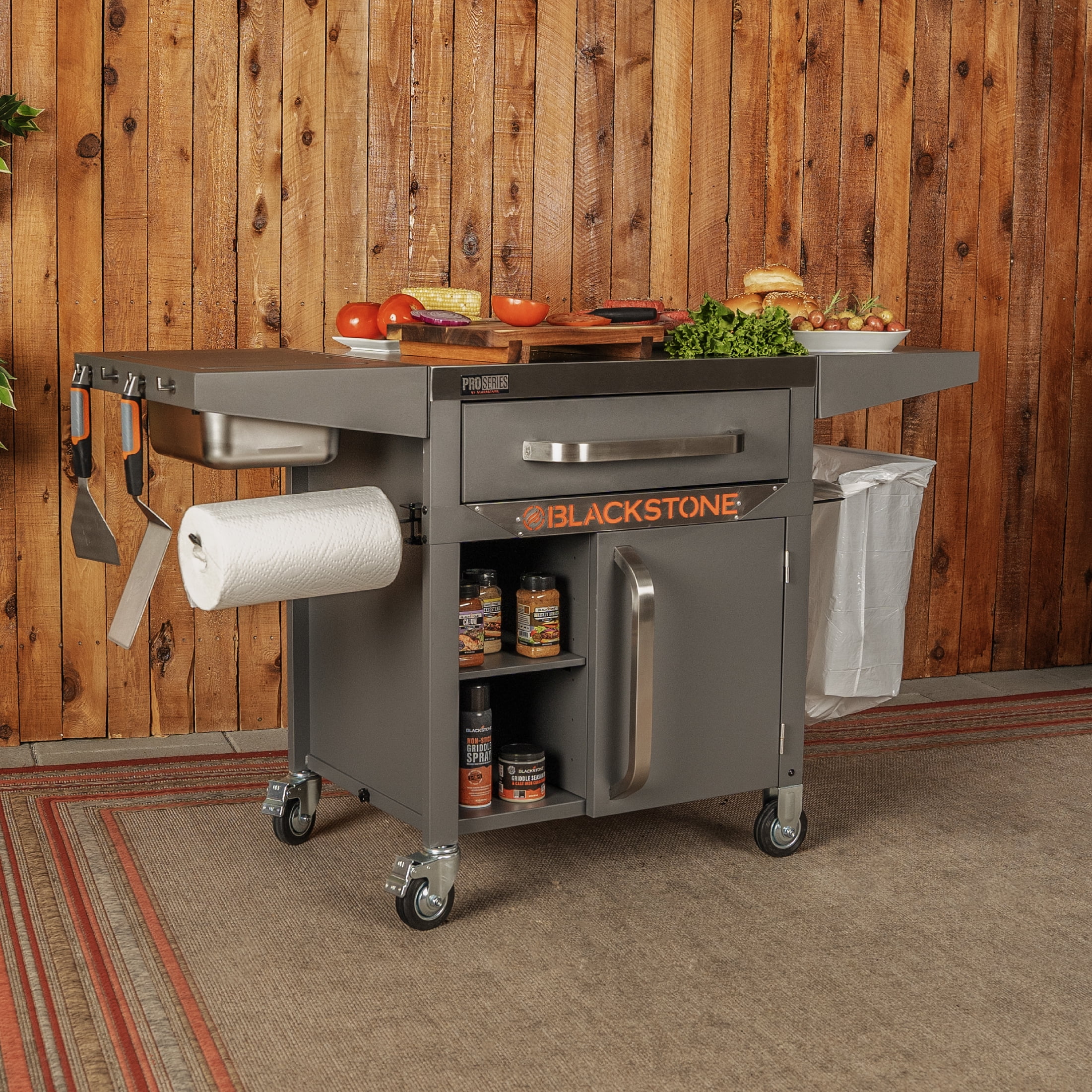 Blackstone ProSeries 28″ Serve and Store Prep Cart with Cabinet in Black