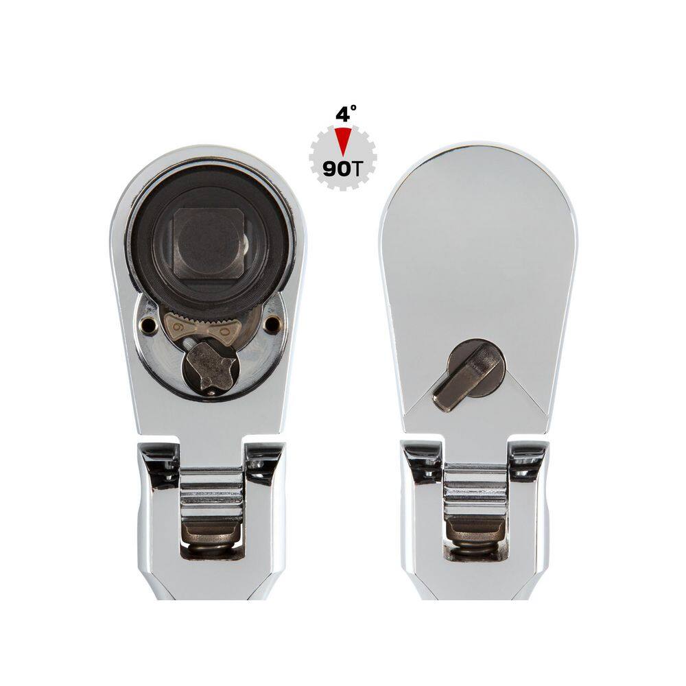 TEKTON SRH99001 1/4.3/8.1/2 in. Drive Flex Head Ratchet Set (4-Piece)