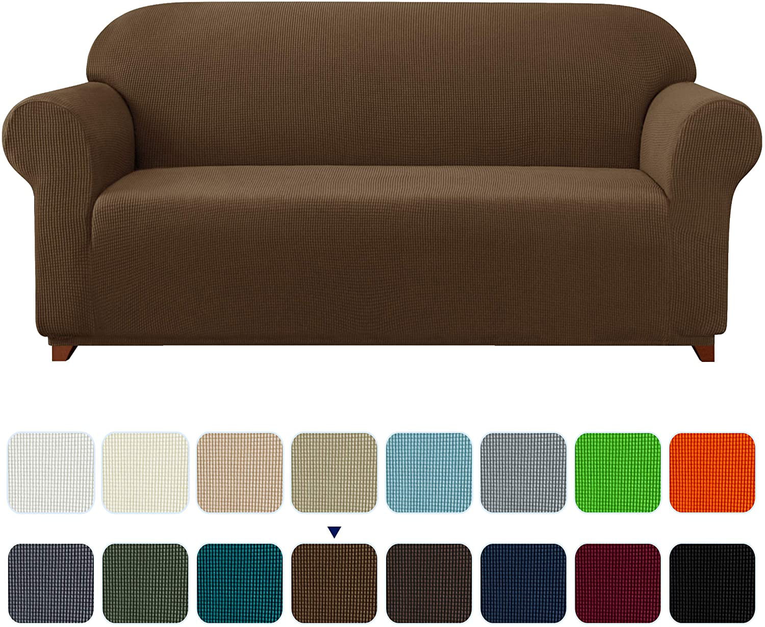 Subrtex Stretch 1-Piece Textured Grid Slipcover Sofa Cover. Coffee