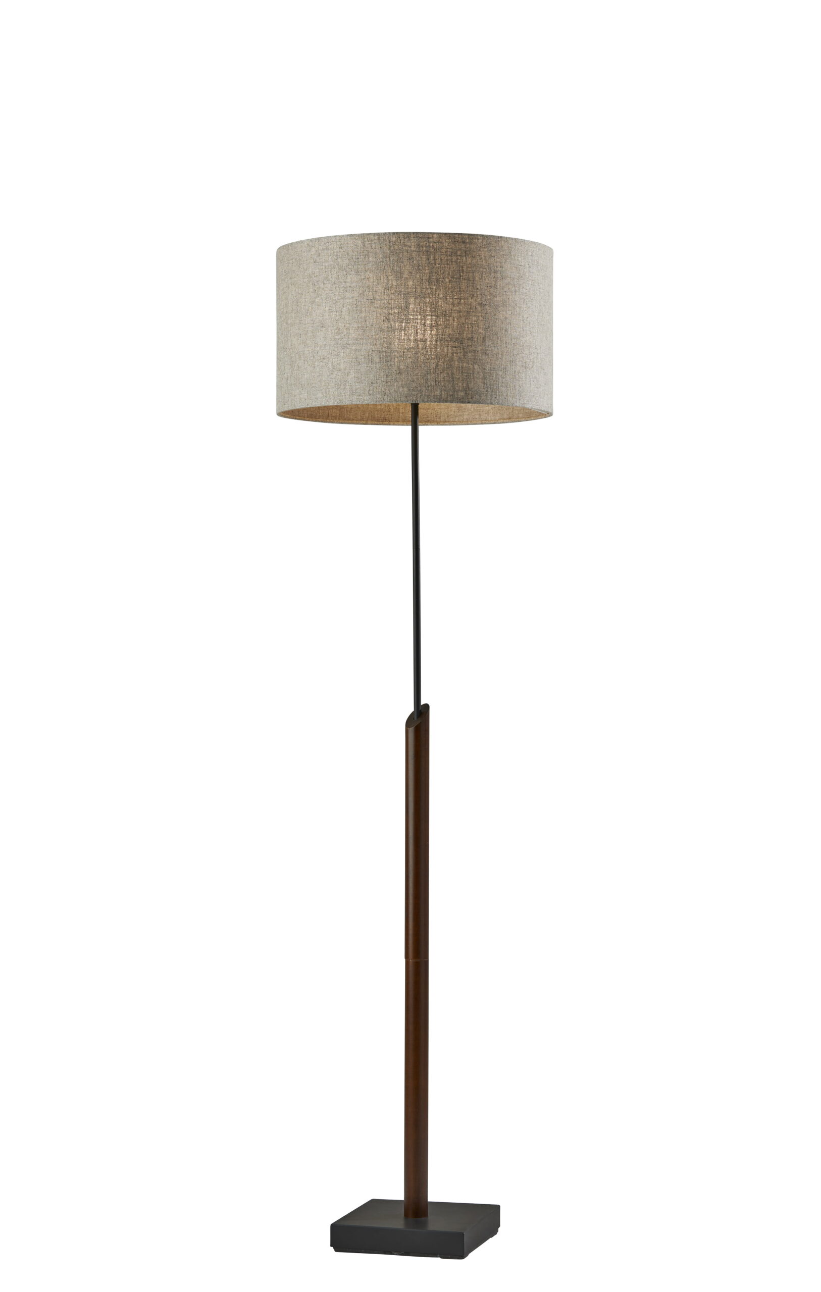 Adesso Ethan Floor Lamp. Walnut Rubberwood with Black Accents