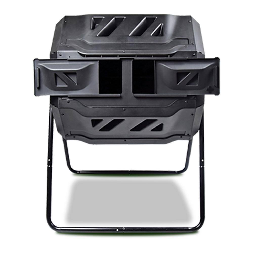 KoolScapes TCB-42 Koolscapes Dual Chamber Tumbling Composter 42 Gal. (160L). Black Rotating Outdoor Compost Bin
