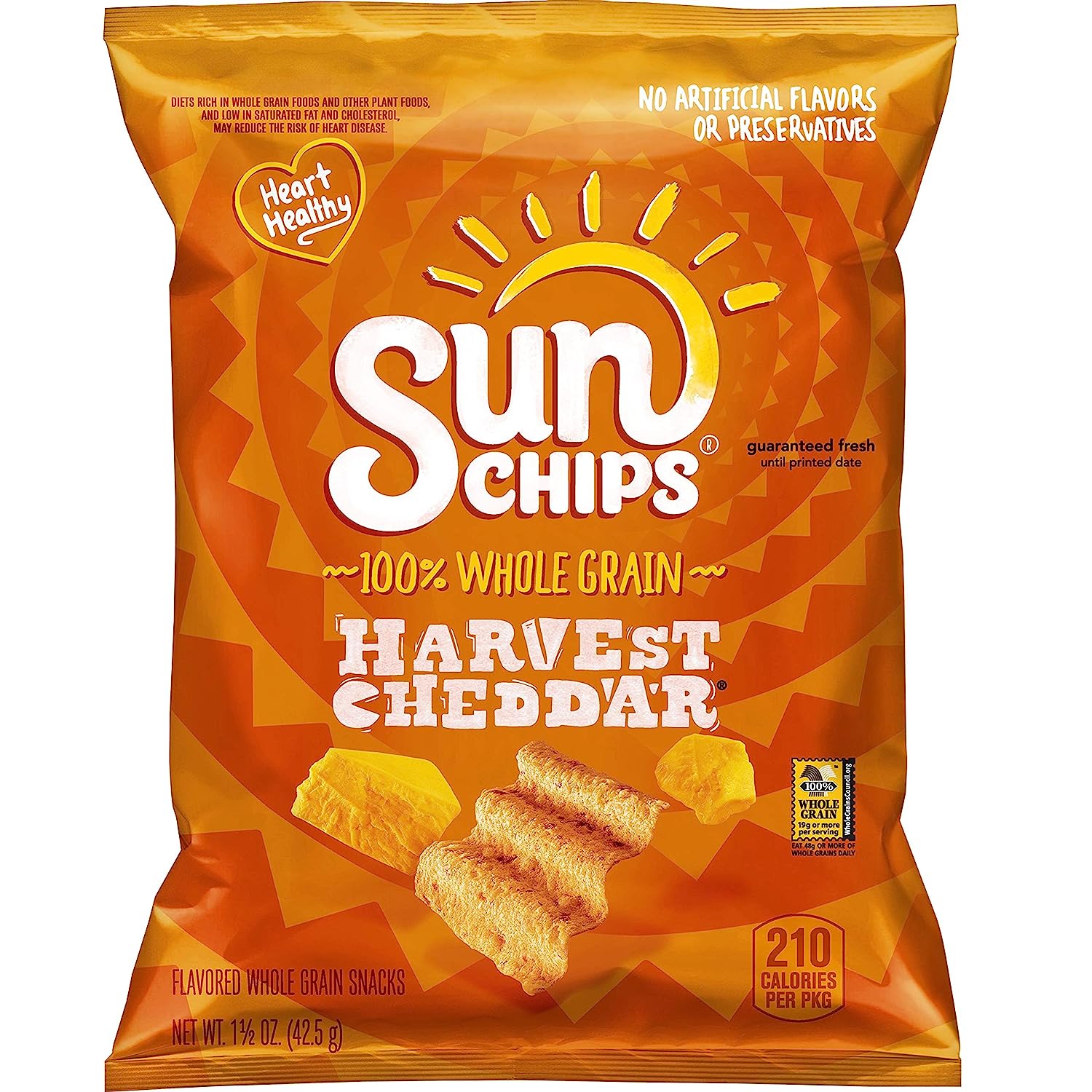 SunChips Harvest Cheddar Flavored Multigrain Snacks. 1.5-Ounce (Pack of 64)