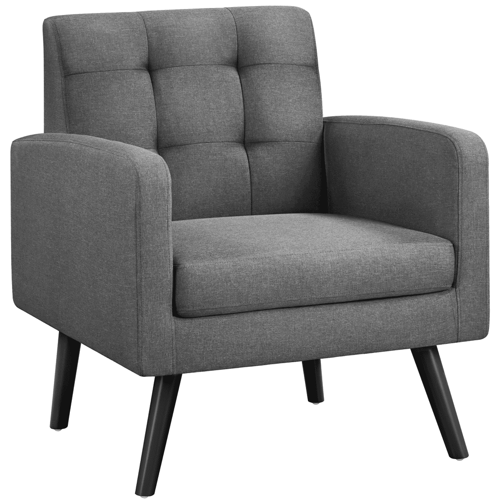 Smile Mart Modern Fabric Tufted Accent Arm Chair for Living room. Dark Gray