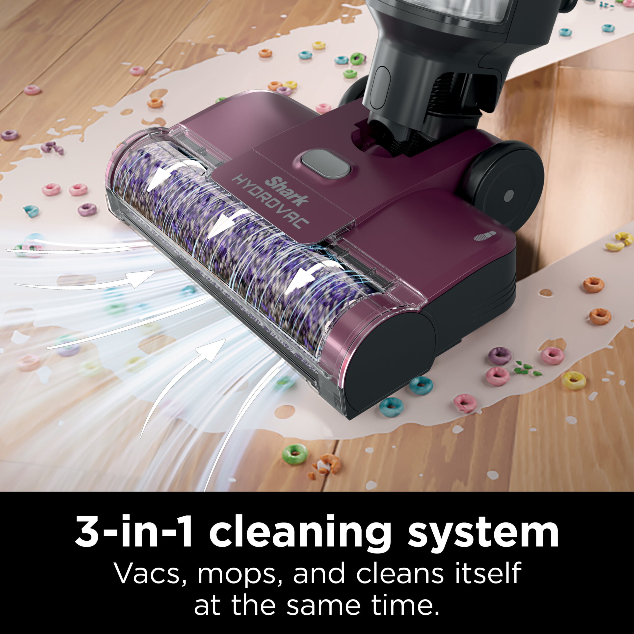 Shark HydroVac™ 3in1 Vacuum. Mop & Self-Cleaning Corded System. with antimicrobial brushroll* & multi-surface cleaning solution. perfect for Hardwood. Tile. Marble. Laminate & Area Rugs. WD100