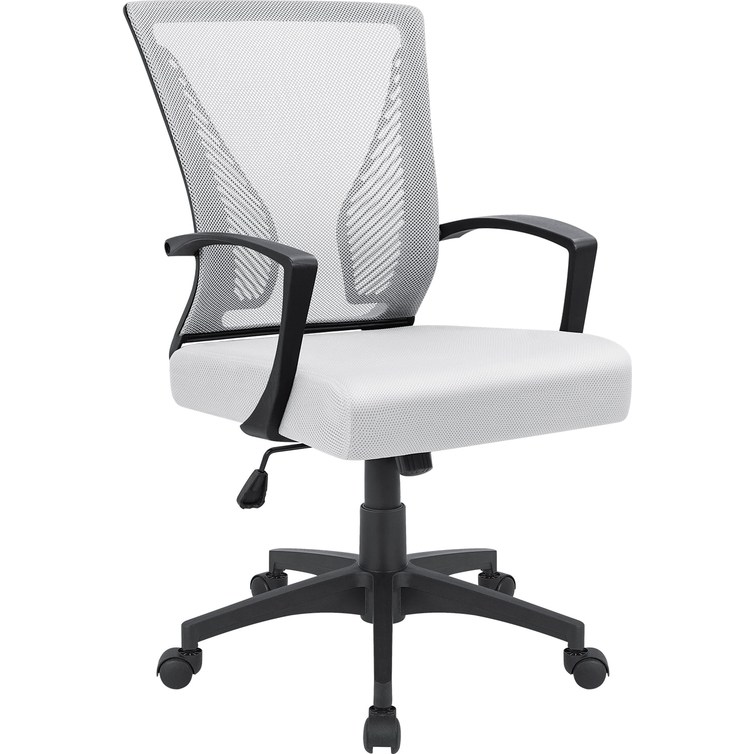 Lacoo Mid-Back Office Desk Chair Ergonomic Mesh Task Chair with Lumbar Support. White